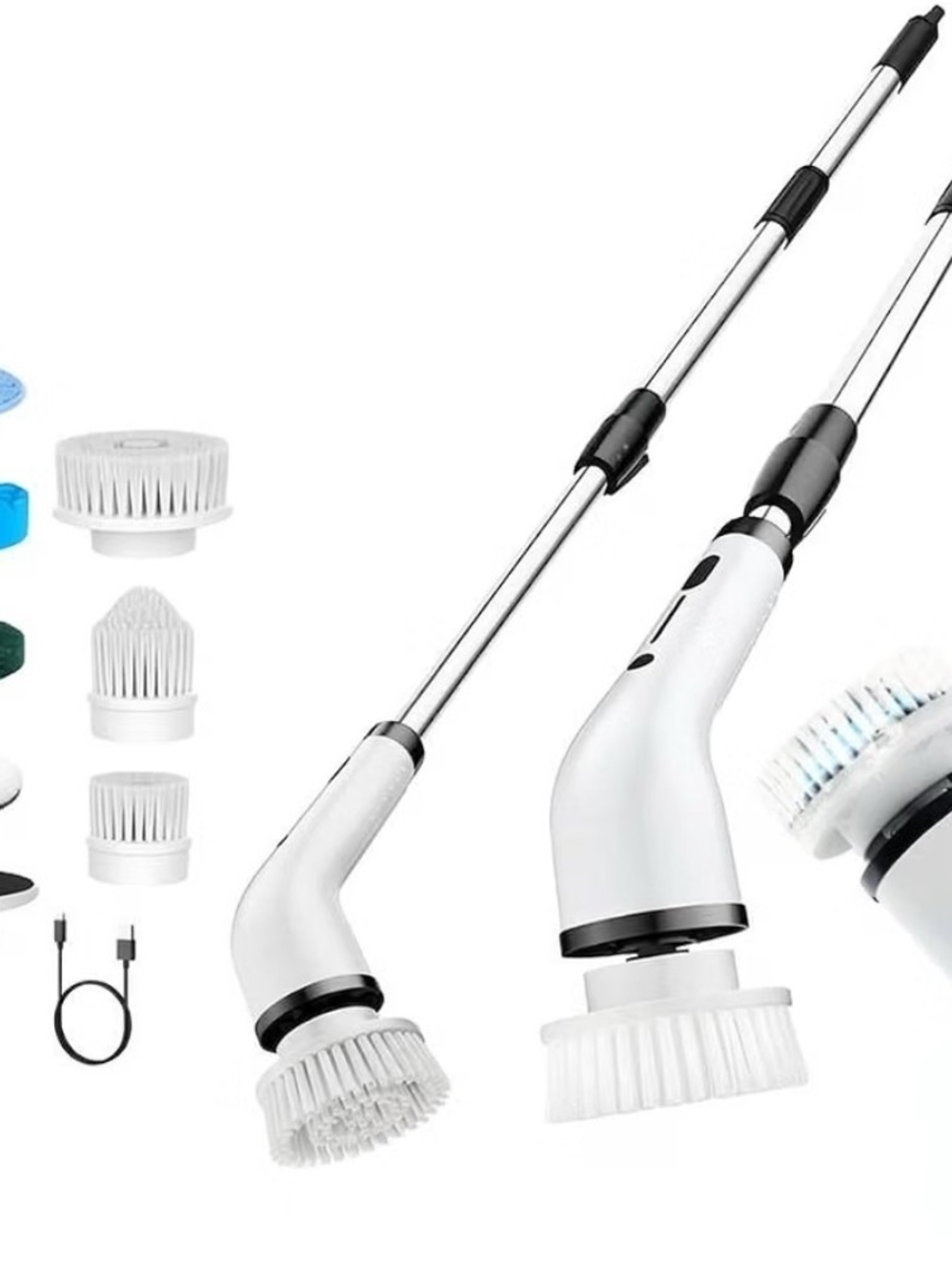 Cordless Electric Spin Scrubber with Replacement Heads - White